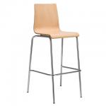 Fundamental dining stool with wooden seat and back - beech