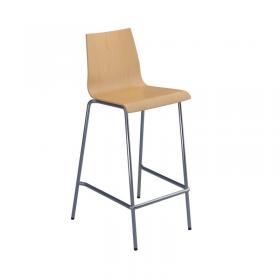 Fundamental dining stool in beech with chrome frame HS2010-B-C