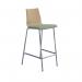 Fundamental dining stool with beech back and fabric seat and chrome frame - made to order fabric HS2010-BUS-C