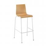Fundamental dining stool in beech with white frame