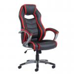 Jensen high back executive chair - black and red faux leather JEN300T1