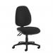 This image shows a sleek and modern High Back Chair, featuring a fabric backrest and no arms. The black color gives a professional and elegant touch to any workspace. Perfect for daily use in office or home office settings.