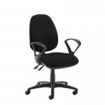 Jota high back operator chair with fixed arms - black