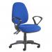 Jota high back operator chair with fixed arms and chrome base and seat slide - made to order JH43-CS0