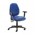 Jota high back operator chair with folding arms - Ocean Blue vinyl JH46-000-74465
