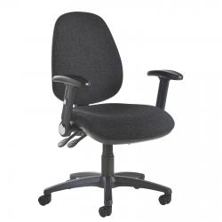 Cheap Stationery Supply of Jota high back operator chair with folding arms - charcoal Office Statationery