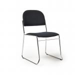 Jive stacking chair with chrome frame in black fabric JIV300C-K