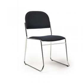 Jive stacking chair with chrome frame in black fabric JIV300C-K