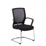 Jonas black mesh back visitors chair with black fabric seat and chrome cantilever frame JNS100C1-K
