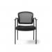 Joni upholstered seat and mesh back, black frame stacking chair, arms JON101H-K