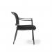Joni upholstered seat and mesh back, black frame stacking chair, arms JON101H-K