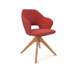 Jude single seater lounge chair with pyramid oak legs - extent red JUD03-ER