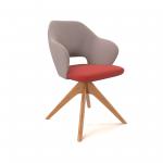 Jude single seater lounge chair with pyramid oak legs - forecast grey back with extent red seat JUD03-FG-ER