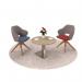 Jude single seater lounge chair with pyramid oak legs - forecast grey back with range blue seat JUD03-FG-RB