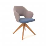 Jude single seater lounge chair with pyramid oak legs - forecast grey back with range blue seat JUD03-FG-RB