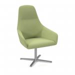 Juna fully upholstered high back lounge chair with 4 star aluminium swivel base with auto return - endurance green JUN01-AR-EN