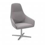 Juna fully upholstered high back lounge chair with 4 star aluminium swivel base with auto return - forecast grey JUN01-AR-FG