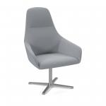 Juna fully upholstered high back lounge chair with 4 star aluminium swivel base with auto return - late grey JUN01-AR-LG