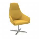 Juna fully upholstered high back lounge chair with 4 star aluminium swivel base with auto return - lifetime yellow JUN01-AR-LY