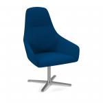 Juna fully upholstered high back lounge chair with 4 star aluminium swivel base with auto return - maturity blue JUN01-AR-MB