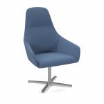 Juna fully upholstered high back lounge chair with 4 star aluminium swivel base with auto return - range blue JUN01-AR-RB
