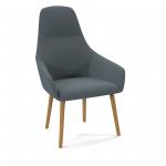 Juna fully upholstered high back lounge chair with 4 oak wooden legs - elapse grey JUN01-WF-EG