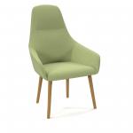 Juna fully upholstered high back lounge chair with 4 oak wooden legs - endurance green JUN01-WF-EN
