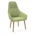 Juna fully upholstered high back lounge chair with 4 oak wooden legs - endurance green