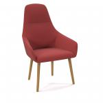 Juna fully upholstered high back lounge chair with 4 oak wooden legs - extent red JUN01-WF-ER