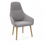 Juna fully upholstered high back lounge chair with 4 oak wooden legs - forecast grey JUN01-WF-FG