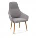 Juna fully upholstered high back lounge chair with 4 oak wooden legs - forecast grey