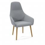 Juna fully upholstered high back lounge chair with 4 oak wooden legs - late grey JUN01-WF-LG