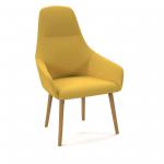 Juna fully upholstered high back lounge chair with 4 oak wooden legs - lifetime yellow JUN01-WF-LY