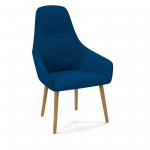 Juna fully upholstered high back lounge chair with 4 oak wooden legs - maturity blue JUN01-WF-MB