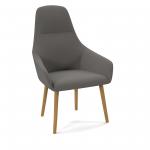 Juna fully upholstered high back lounge chair with 4 oak wooden legs - present grey JUN01-WF-PG