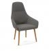 Juna fully upholstered high back lounge chair with 4 oak wooden legs - present grey