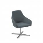 Juna fully upholstered medium back lounge chair with 4 star aluminium swivel base with auto return - elapse grey JUN02-AR-EG