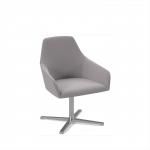 Juna fully upholstered medium back lounge chair with 4 star aluminium swivel base with auto return - forecast grey JUN02-AR-FG