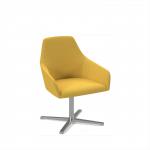 Juna fully upholstered medium back lounge chair with 4 star aluminium swivel base with auto return - lifetime yellow JUN02-AR-LY