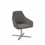 Juna fully upholstered medium back lounge chair with 4 star aluminium swivel base with auto return - present grey JUN02-AR-PG