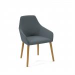 Juna fully upholstered medium back lounge chair with 4 oak wooden legs - elapse grey JUN02-WF-EG