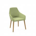 Juna fully upholstered medium back lounge chair with 4 oak wooden legs - endurance green JUN02-WF-EN