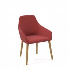Juna fully upholstered medium back lounge chair with 4 oak wooden legs - extent red JUN02-WF-ER
