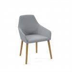 Juna fully upholstered medium back lounge chair with 4 oak wooden legs - late grey JUN02-WF-LG