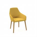 Juna fully upholstered medium back lounge chair with 4 oak wooden legs - lifetime yellow JUN02-WF-LY