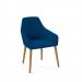 Juna fully upholstered medium back lounge chair with 4 oak wooden legs - maturity blue