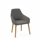 Juna fully upholstered medium back lounge chair with 4 oak wooden legs - present grey JUN02-WF-PG