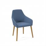 Juna fully upholstered medium back lounge chair with 4 oak wooden legs - range blue JUN02-WF-RB