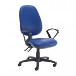 Jota extra high back operator chair with fixed arms - Ocean Blue vinyl