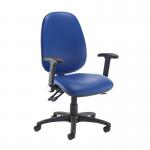 Jota extra high back operator chair with folding arms - Ocean Blue vinyl JX46-000-74465